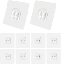 Unlorspy 10 Pcs Clear Shower Caddy Adhesive Sticker 7 x 7 cm ,Single Hook