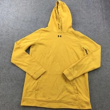 Under Armour Hoodie Mens Medium Tall Yellow Center Logo Fleece Sweatshirt