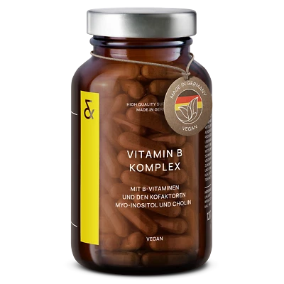 Vitamin B Komplex Hochdosiert - alle B-Vitamine Cholin & Inositol - 120 Kapseln