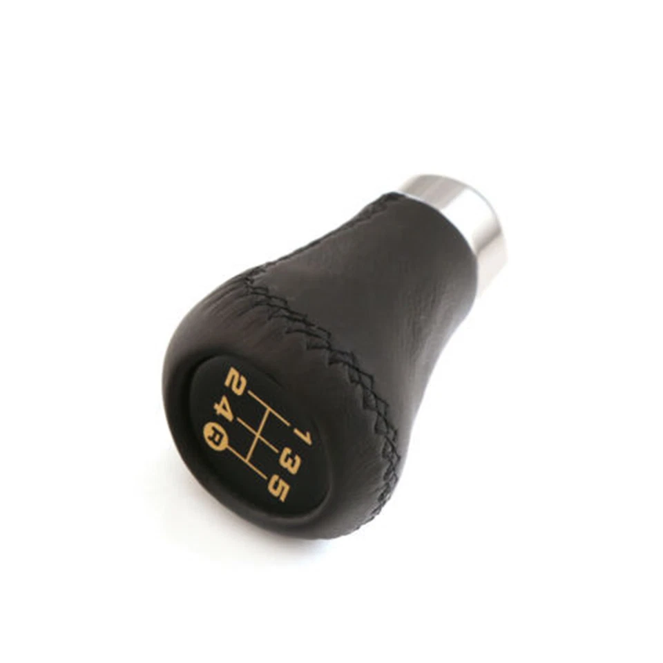 Palanca de cambios manual de aluminio de cuero negro para automóvil de 5 velocidades Foto 3 de 4