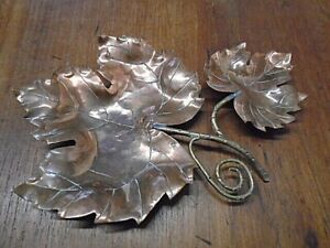 Lovely copper and brass sycamore leaf trinket dish ash tray pin dish decorative