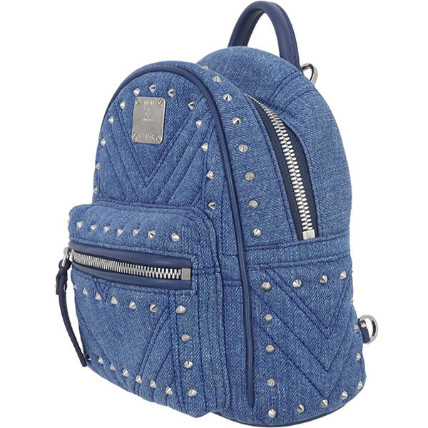 MCM Backpack Rucksack Mini Ladies Denim Quilting Blue Silver MCM Backpack Rucksack Mini Ladies Denim Quilting Blue Silver