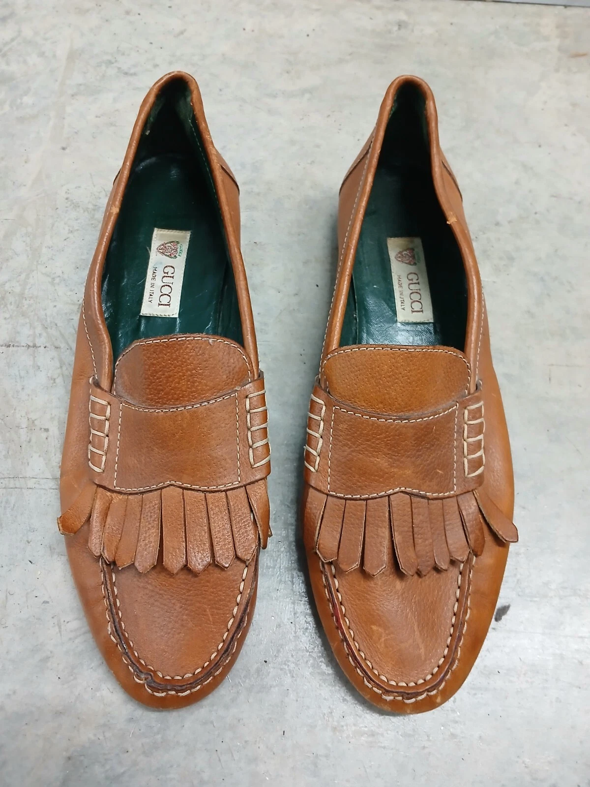 Mocassins en cuir marron vintage Gucci 45D 11,5 US classique MUST HAVE 