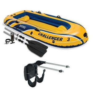 Intex Challenger 3 Boat 2 Person Raft & Oar Set Inflatable with Motor Mount Kit - Click1Get2 Black Friday