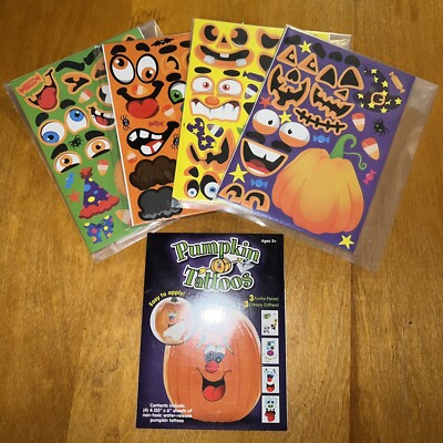 Halloween Make A Pumpkin Craft Stickers 24 Sheets And Tattoos For Pumpkin (kit)