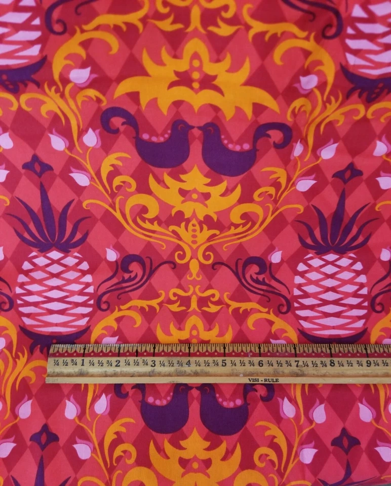 Birdie Damask Fabric Orange Pink Andalucia Patty Young Michael Miller 2 2/3 Yds - Image 2 of 4