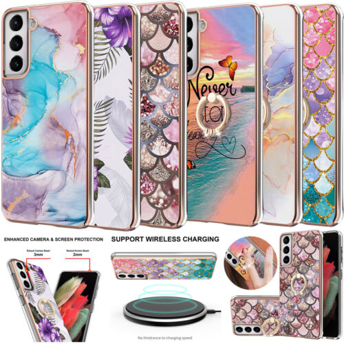 Marble Phone Case For Honor X7 X7A X6A X6 X8A X9A 90 Ring Stand Plated TPU Cover - Afbeelding 1 van 66