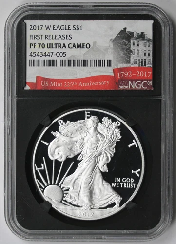 2017-W Silver Eagle $1 PF 70 UC NGC First Releases US Mint 225th Anniversary