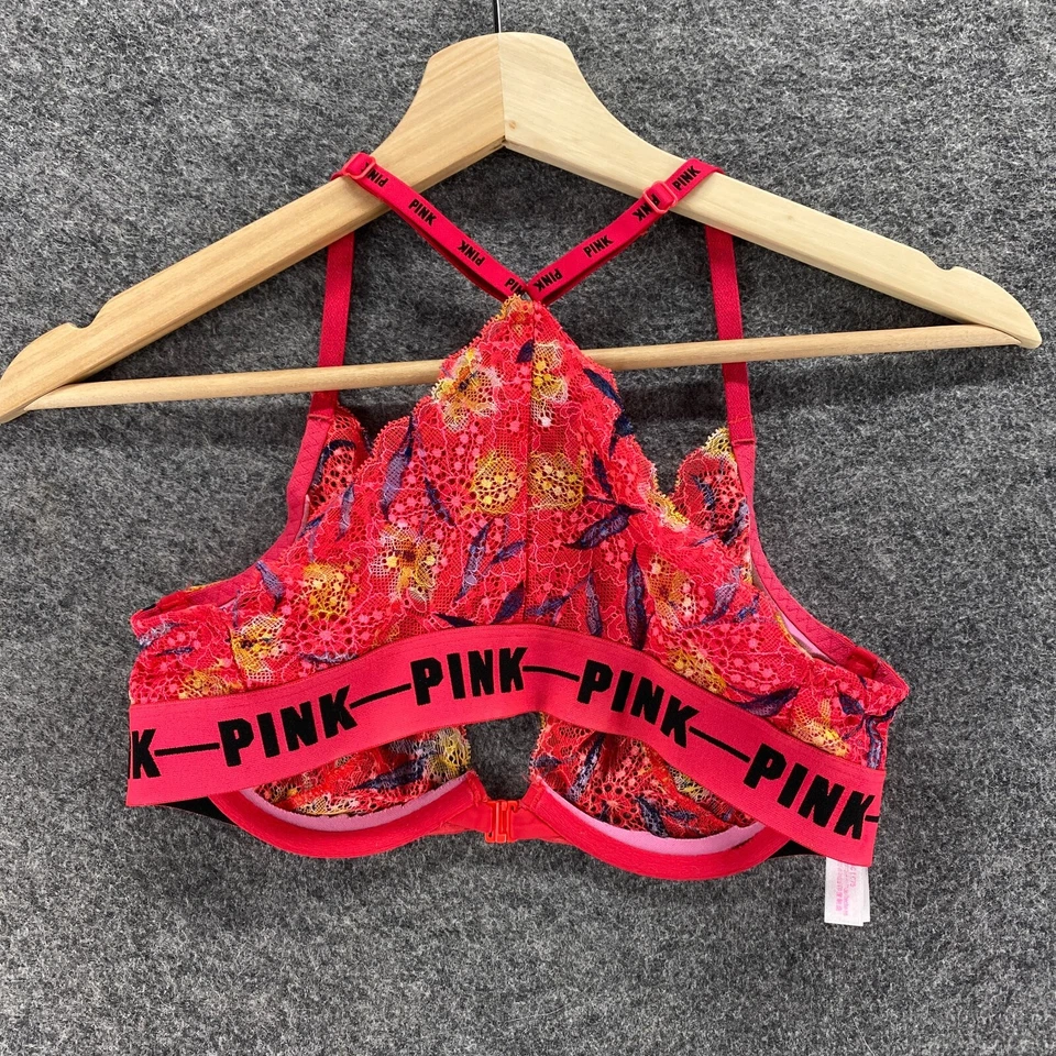 Sujetador Bralette Victoria's Secret Mujer 34C Rojo Floral Encaje Con Aros Opaco Foto 2 de 4