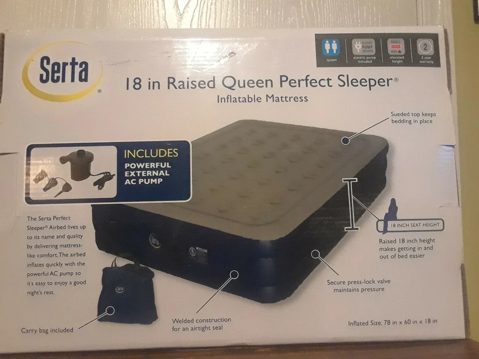 Serta 18 英寸加高大号充气床垫包括强大的外部交流泵 — 第 3/4 张图片