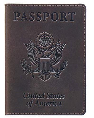 Shvigel US Leather Passport Book Cover - Thin American Travel  Assorted Colors 