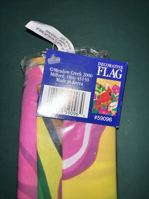 Meadow Creek Vntg 1999 New Decorative Flag,Red Cardinal W/Flowers #59096, 28x40