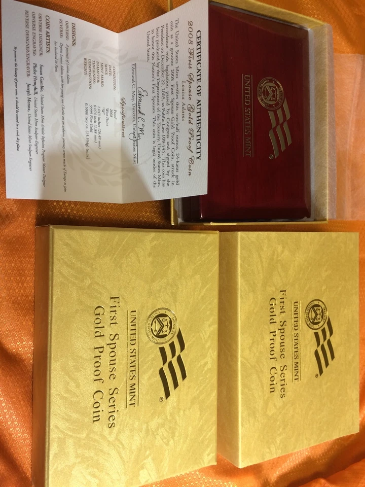 2008-W Proof $10 Gold Louisa Adams First Spouse BOX OGP and COA (X-19) NO COINS - Image 2 of 4