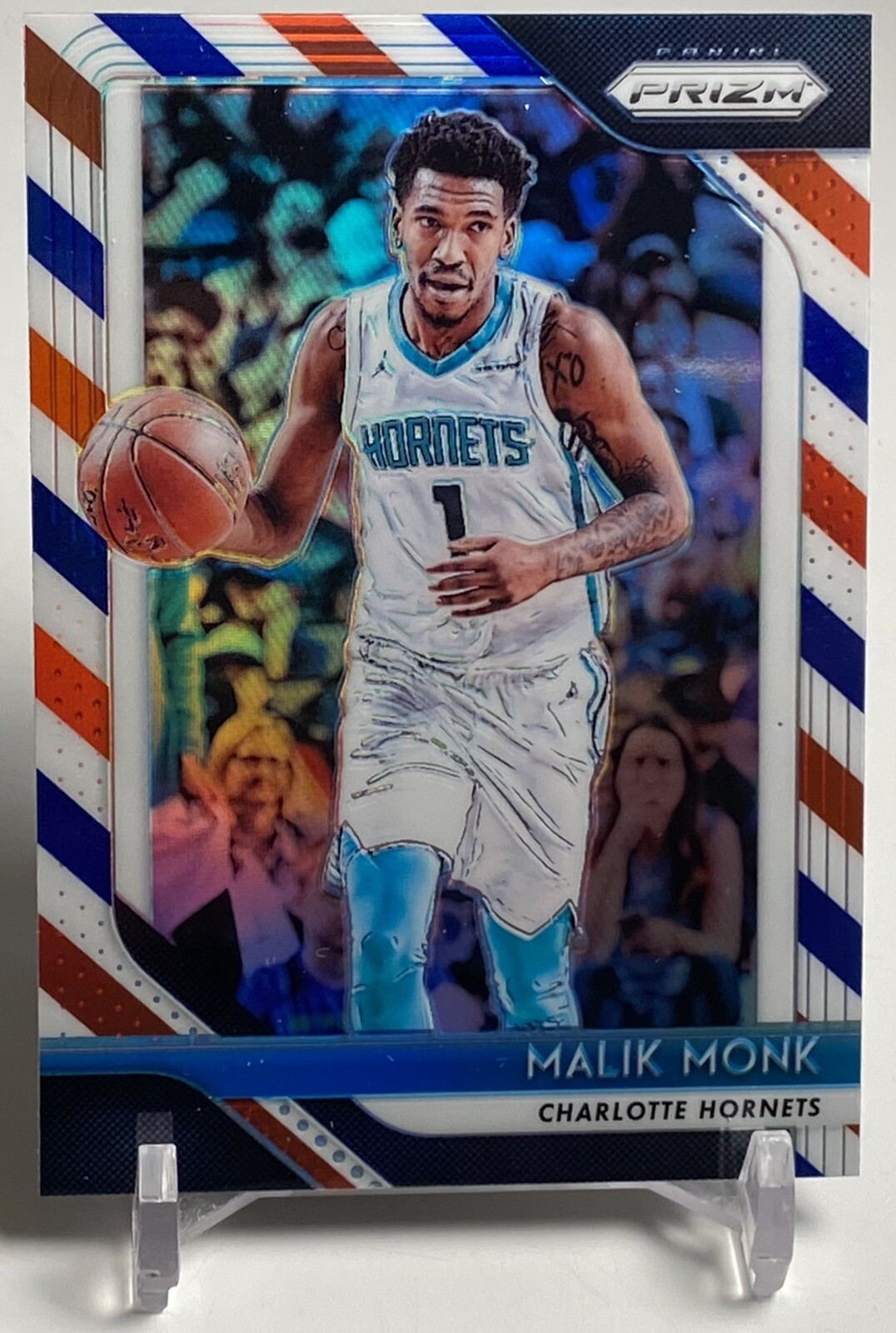 2018-19 Panini Prizm Red White Blue Malik Monk Charlotte Hornets Card #50 W/Top