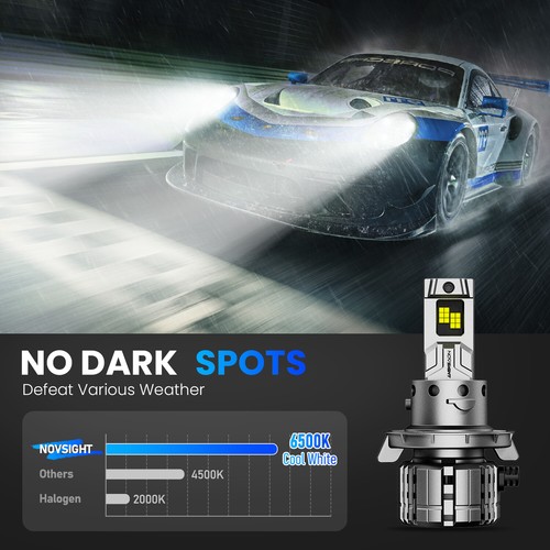 NOVSIGHT 2PCS H13 LED Headlight Bulbs Kit High Low Beam 6500K Super Bright - Picture 6 of 16