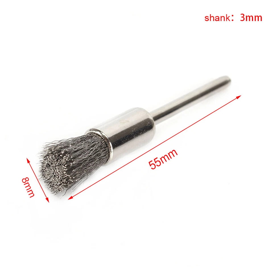10x8mm Stainless Steel Wire Brush Die Grinder Power Rotary Drill Tool 1/8" Shank - Image 4 of 4