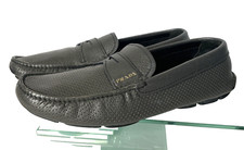 Prada Grey Perforated Leather Slip On Loafers US 7