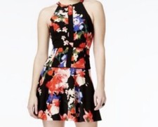 GUESS. Vibrant,floral Sleeveless Mini Dress. Bold Colors. Size 6. Zipper Closure