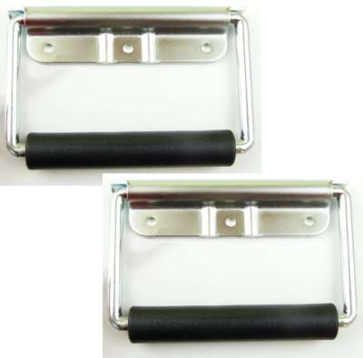 2x Gefederter Klappgriff 130 x 77 mm silber Kistengriff Tragegriffe Boxen Griff
