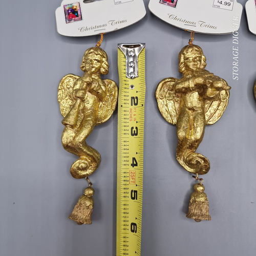 VTG Seasonal Specialties Christmas Trims Gold Musical Angel Ornaments Lot of 5 - Picture 7 of 8