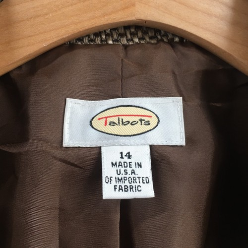 Talbots Blazer Damen 14 Beige Tweed Langarm Knopfleiste Freizeit Kragen - Bild 11 von 15