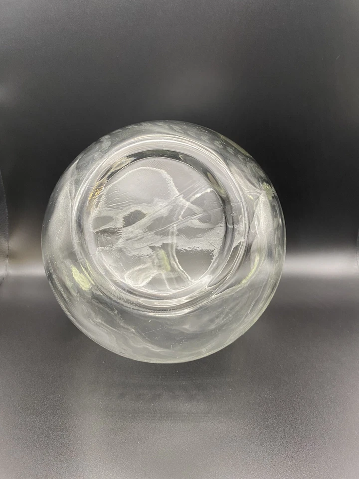 复古 Anchor Hocking 灰色切割 Laurel & Line 图案投手 7 英寸高 7 英寸宽 — 第 2/4 张图片