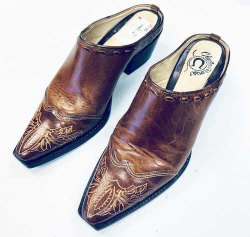 Charlie 1 Horse women's size 6B brown leather stitching western mules shoes  | eBay