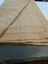 Bloomingdales at home gold linen tablecloth 70 X 134  New