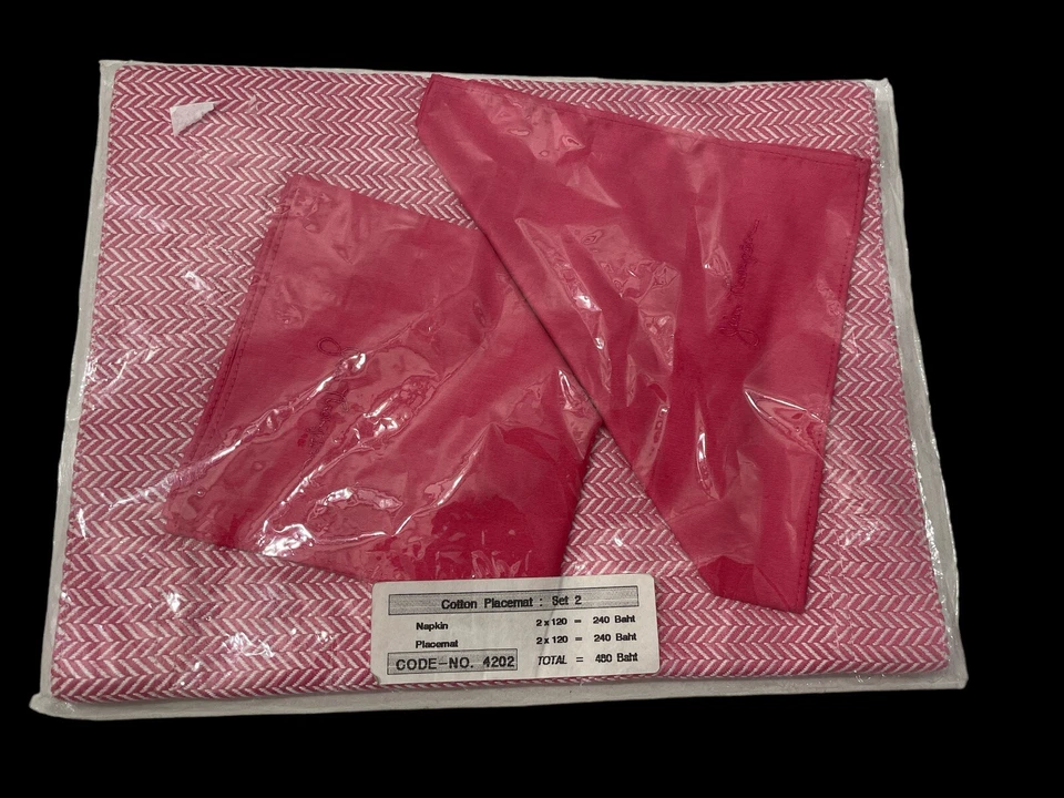 Jim Thompson 2er Set Baumwolle Tischsets Servietten 20"x13" Rosa Fischgrät Neu