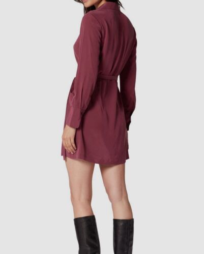 $425 Equipment Femme Women's Red Antheme Long Sleeve Silk Wrap Dress Size Large - Picture 3 of 4