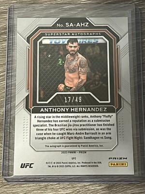 2023 Panini Prizm UFC Anthony Hernandez Signatures Auto Blue Prizm