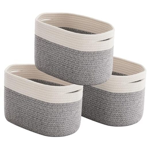 Storage Baskets for Organizing, Baskets for Shelves, Off White/Dark Gray-image