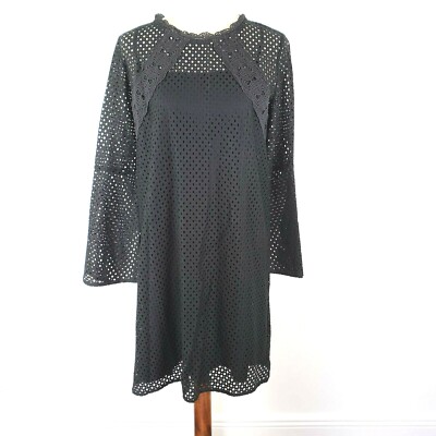 red valentino black bow dress Jaime Eyelet Mini Dress in Black main image 0
