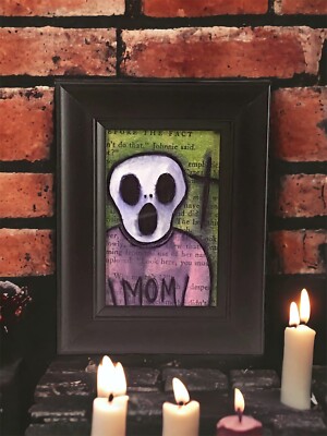 Mini Sinner Goth Ghost Woman Mom #7 Original framed painting Home Decor Dark Art