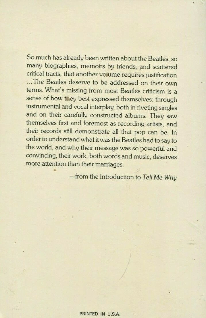 Tell Me Why: the Beatles Album by Album Song by Song by Tim
