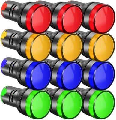 12 Stück 22 mm LED Betriebsanzeige, LED Pilot Signal Licht Panel Anzeige AC/DC LED