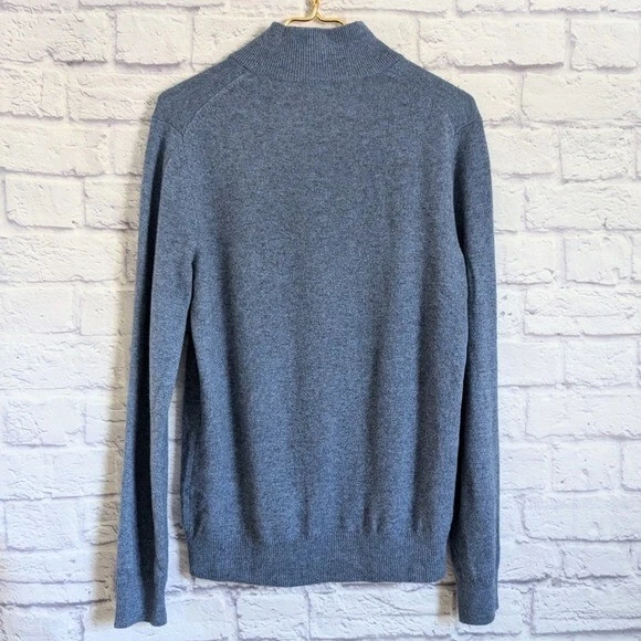 Bloomingdales The Men's Store Cashmere Pullover Sweater S Blue 1/2 Zip Knit - Image 3 of 4