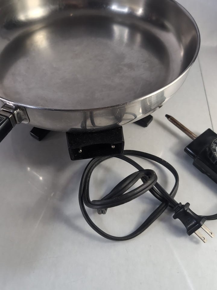 Vintage Farberware Stainless Steel 12" Electric Skillet Fry Pan B3000