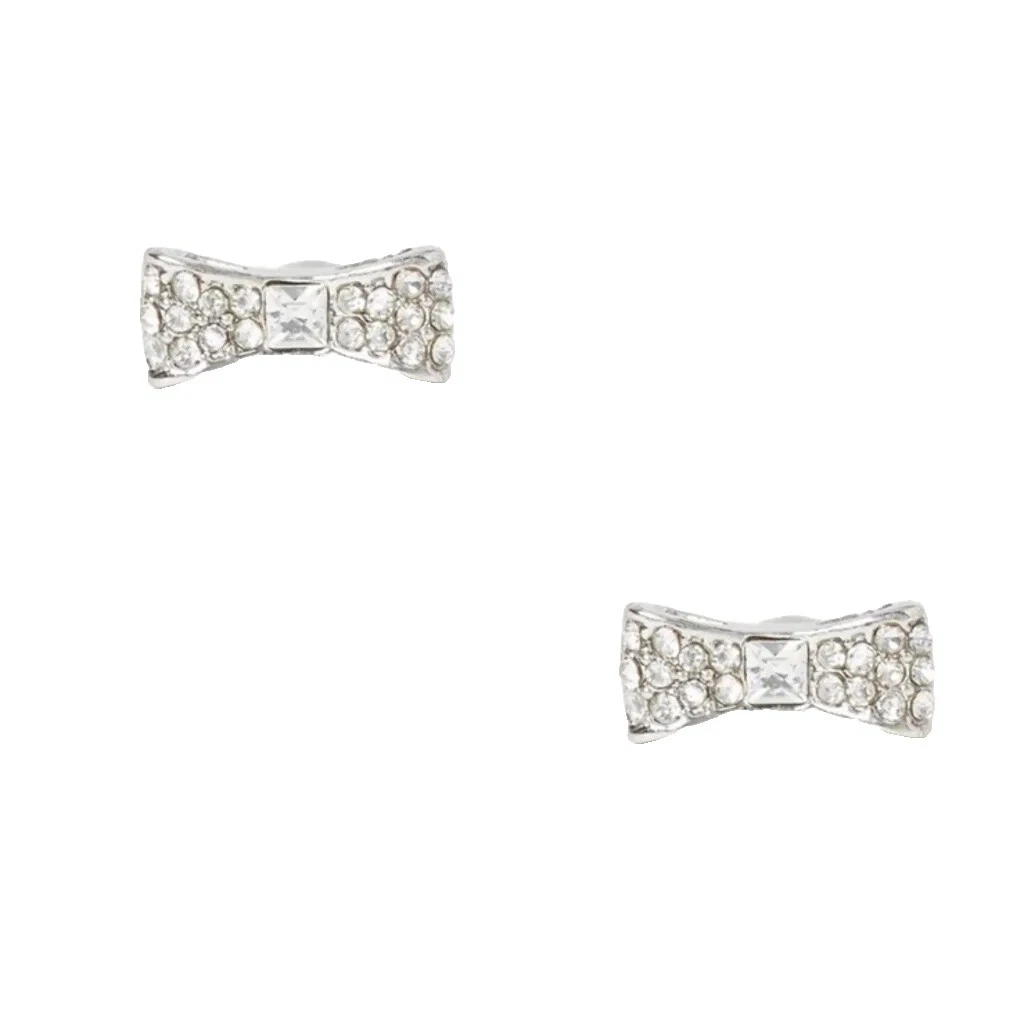 Amor Chapado en Plata Cristal Pendientes de Moda