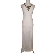 GUESS SLEEVELESS EMBELLISHED MAXI DRESS SIZE 4 white studs cotton