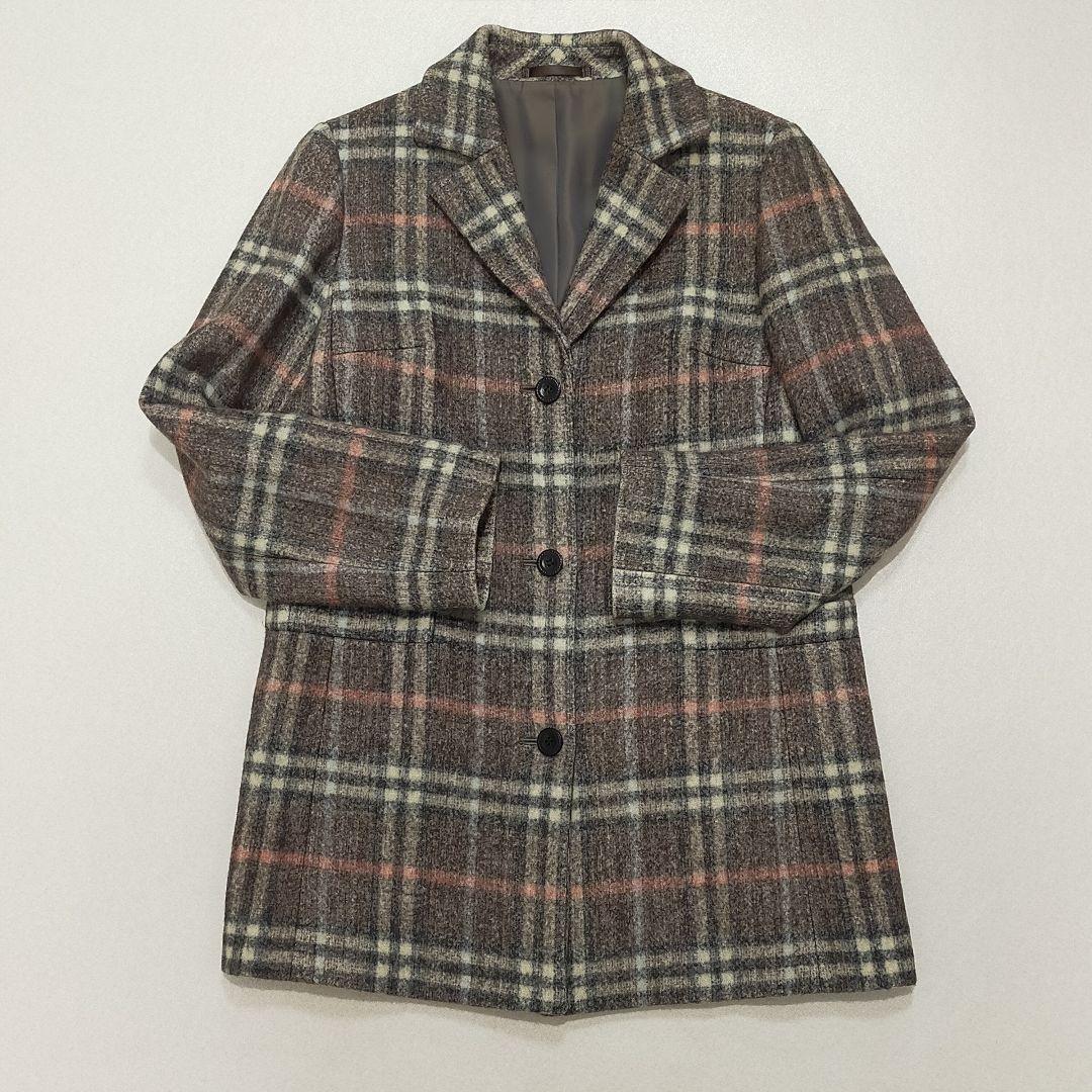 Burberry London Wool Chester Coat Nova Check Brown Women Size 38 From Japan Used