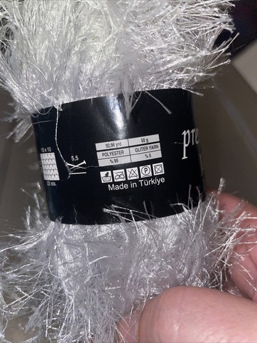 Premier Yarn JASMIN LUREX #01 Silver 50g 1.76oz 93yd glitter eye lash faux fur - Picture 3 of 5