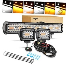 20 Inch 420W LED Light Bar, 2 PCs 4 Inch 60W, 6 Modes Amber 20 Inch  4 Inch