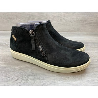 Ecco Soft 7 Tred Women's Sneakers Black Leather Zip Boots 6 High Top Shoes