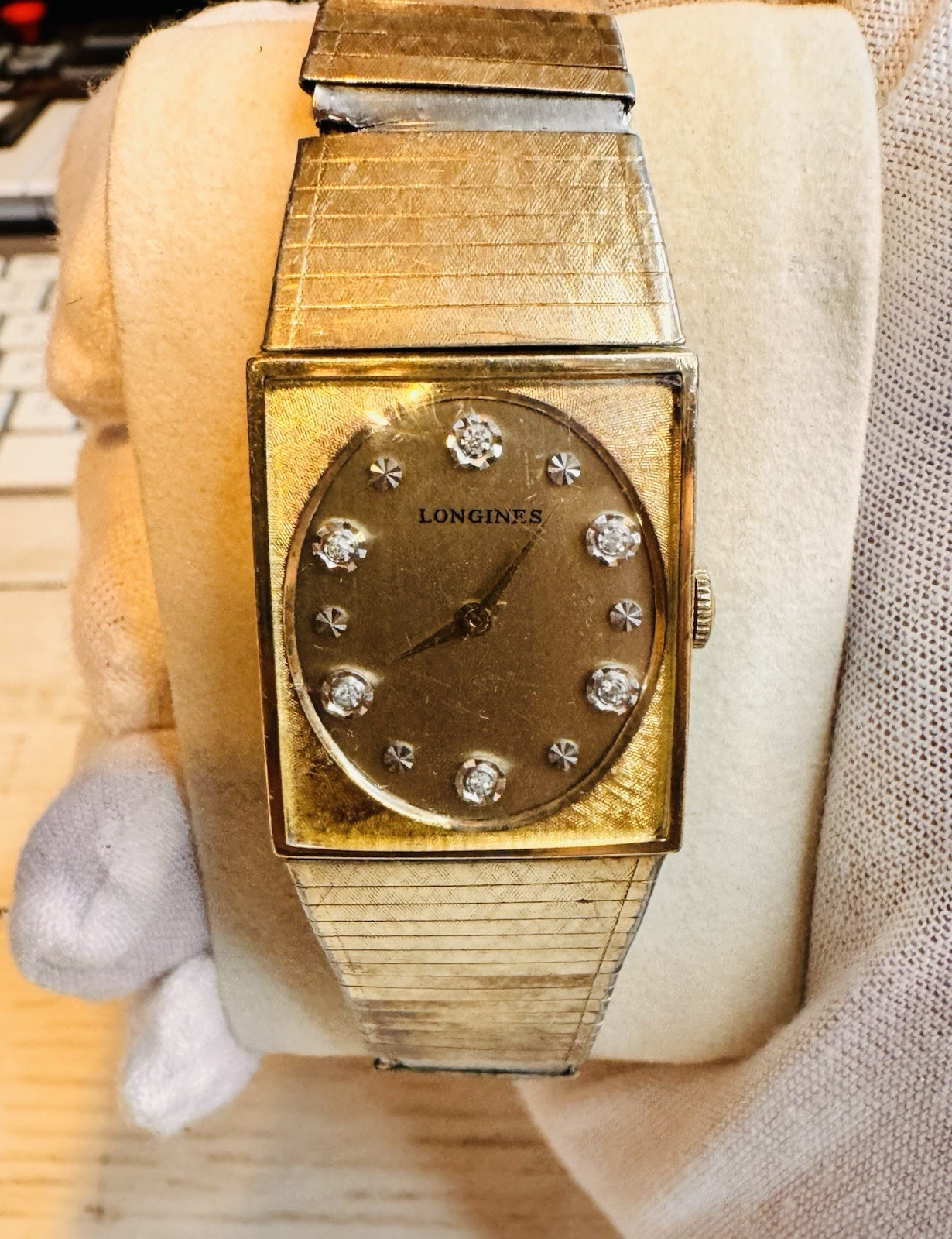 Vintage Longines Men's Diamond Dial Tank Watch 10K G.F.