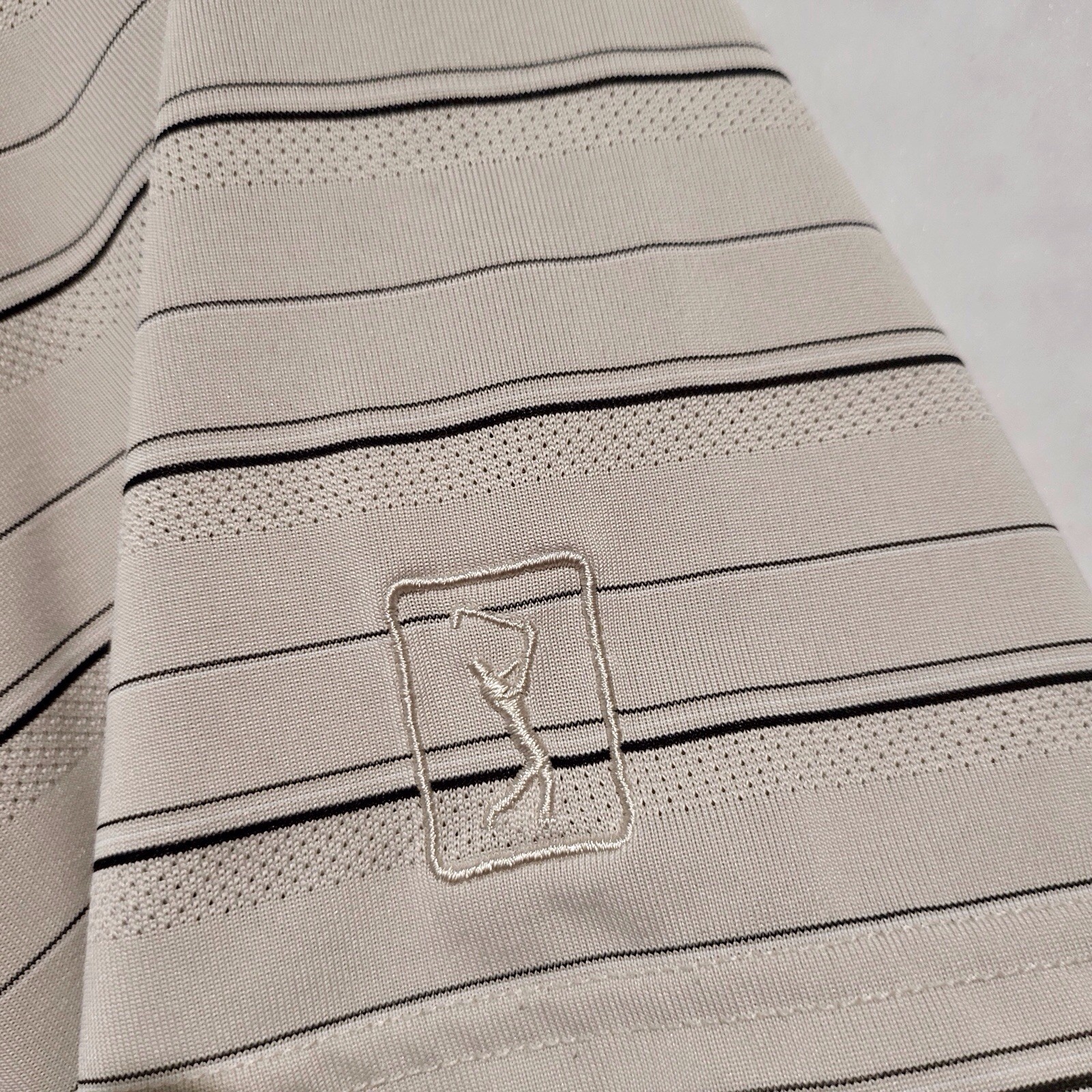 PGA Tour Polo Shirt Mens Size XL Beige Striped Short Sleeve Golf Casual thumbnail 4