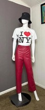 Vintage 1990's Cherry Red Leather Pants from Clio size 8 W29 x L30