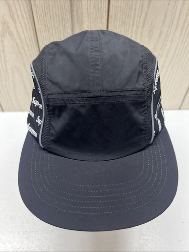 CASQUETTE DE CAMP PANNEAU LATÉRAL LOGO RÉFLÉCHISSANT SUPRÊME 3 M DE DIAGONALE PRINTEMPS ÉTÉ 2018 NOIRE