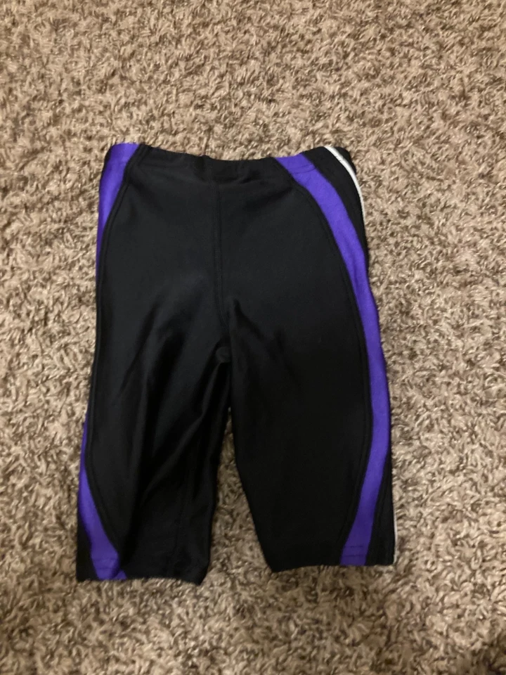 Pantalones Cortos de Natación Largos Speedo Racing Talla 22 EE. UU. 3 Negro Púrpura Borde Nuevos sin Etiquetas Cordón Foto 3 de 3