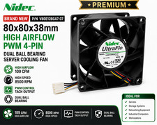 Nidec 80x80x38mm High Airflow PWM 4-Pin Dual Ball Bearing Server Cooling Fan